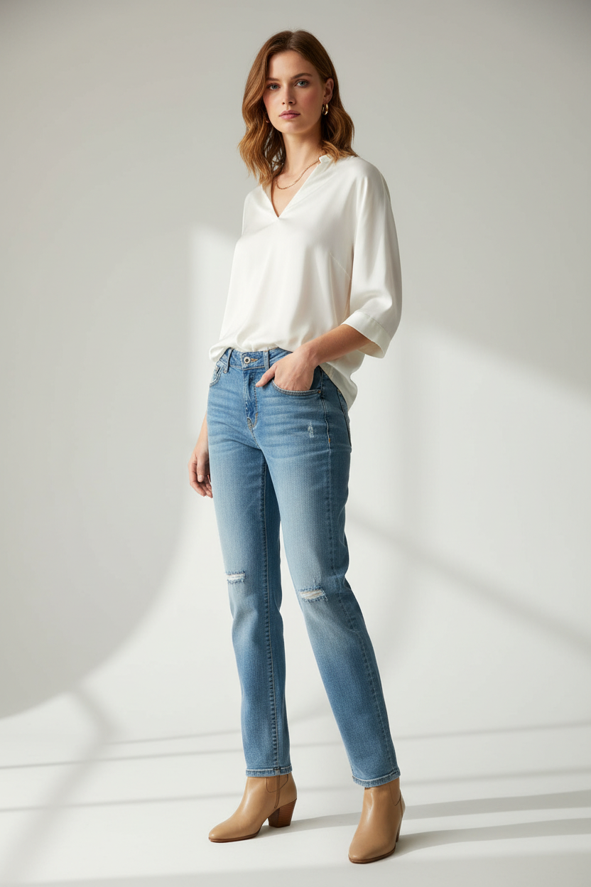 Calça Jeans Destroyed Azul Alove And Beyond - Nova com Etiqueta