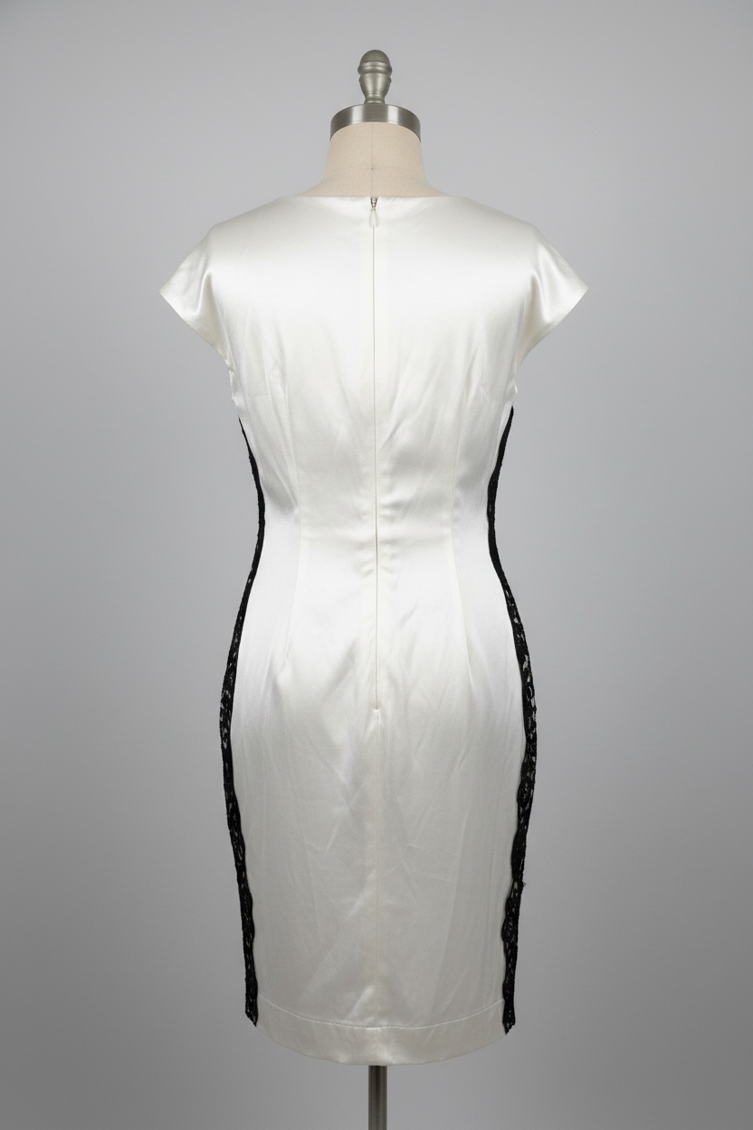 Vestido Marfim Renda Preta G