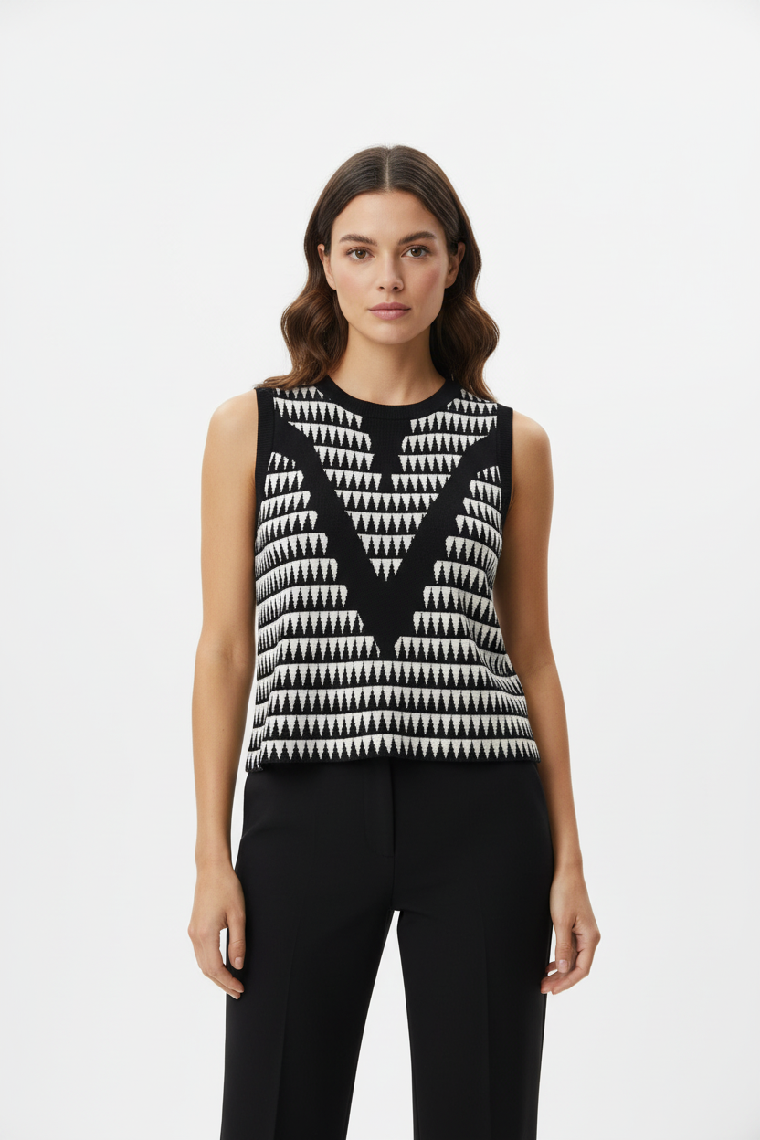 Blusa Preta Geométrica Triângulos