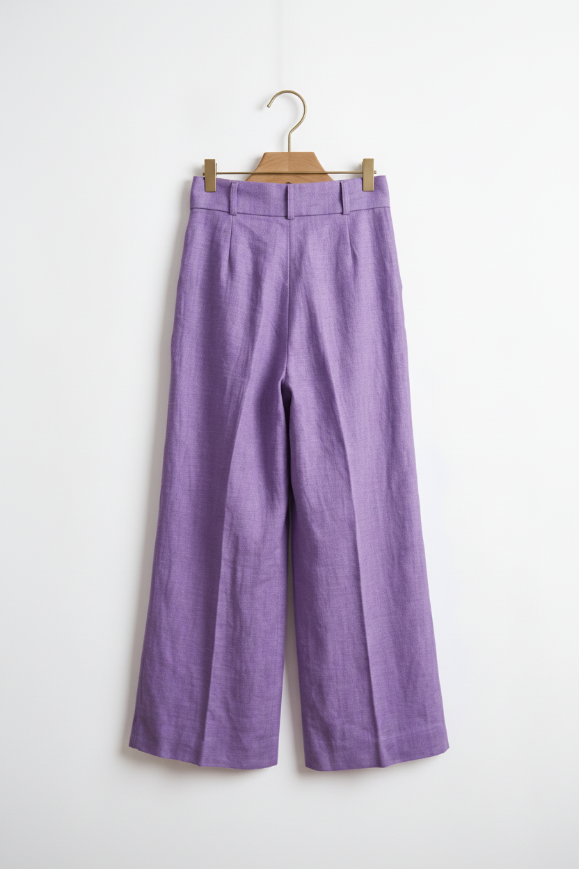 Calça Pantalona Lilás com Cinto e Fivela - Maria Flor