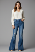 Calça Jeans Flare Destroyed Conotte Cintura Alta