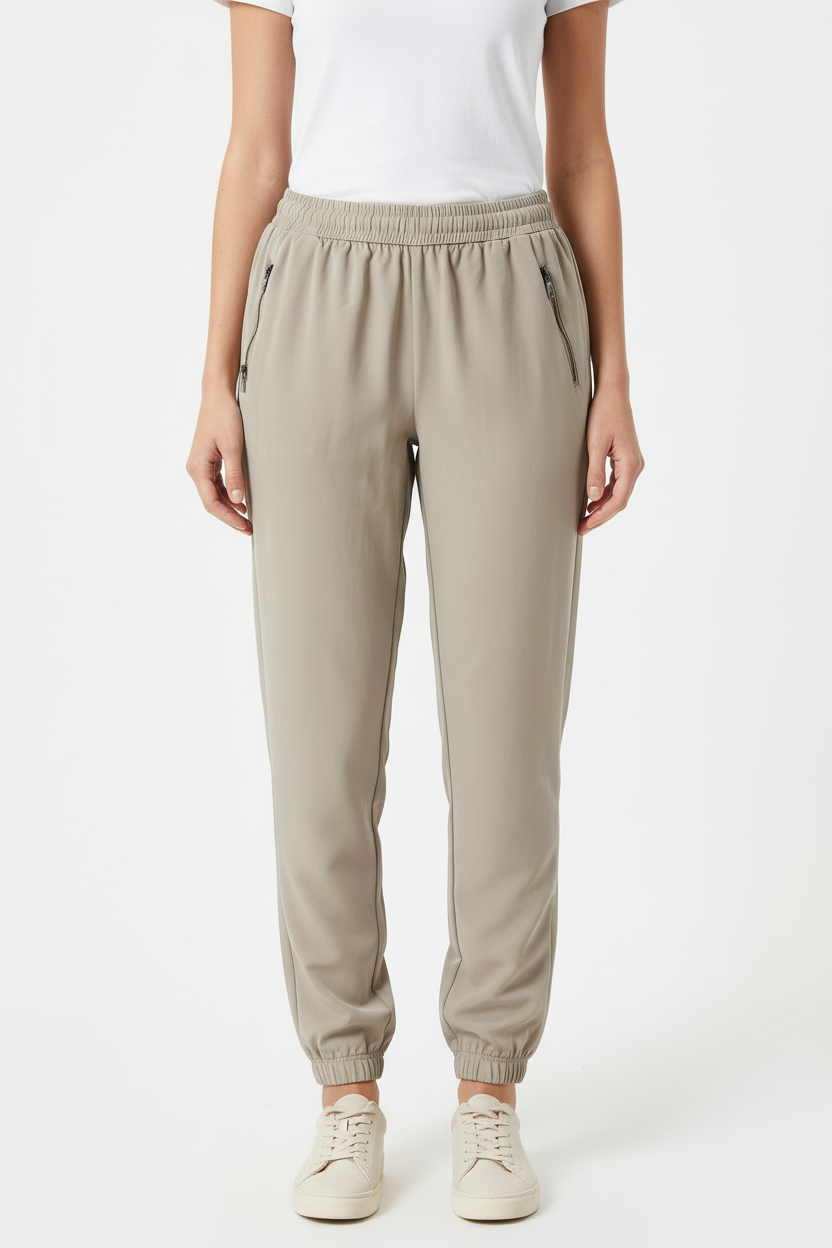 Calça Jogger Bege com Bolso