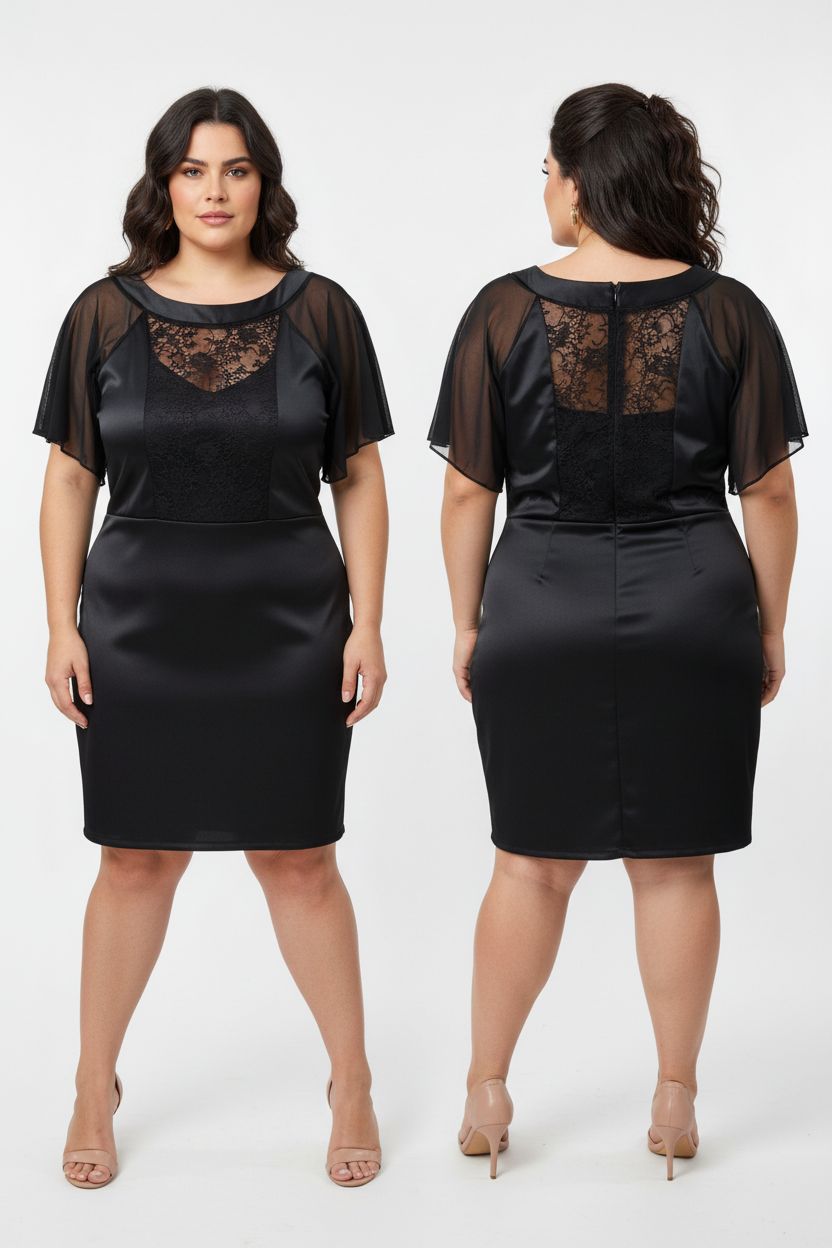 Vestido Preto Renda Transparente GG