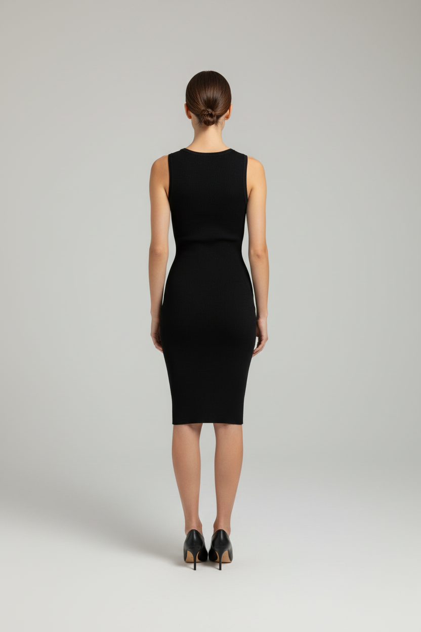 Vestido Canelado Tachas