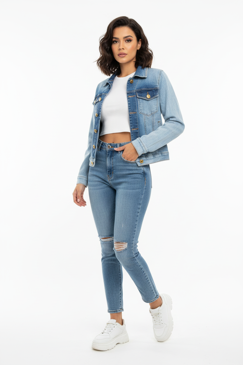 Jaqueta Jeans Bicolor OXY