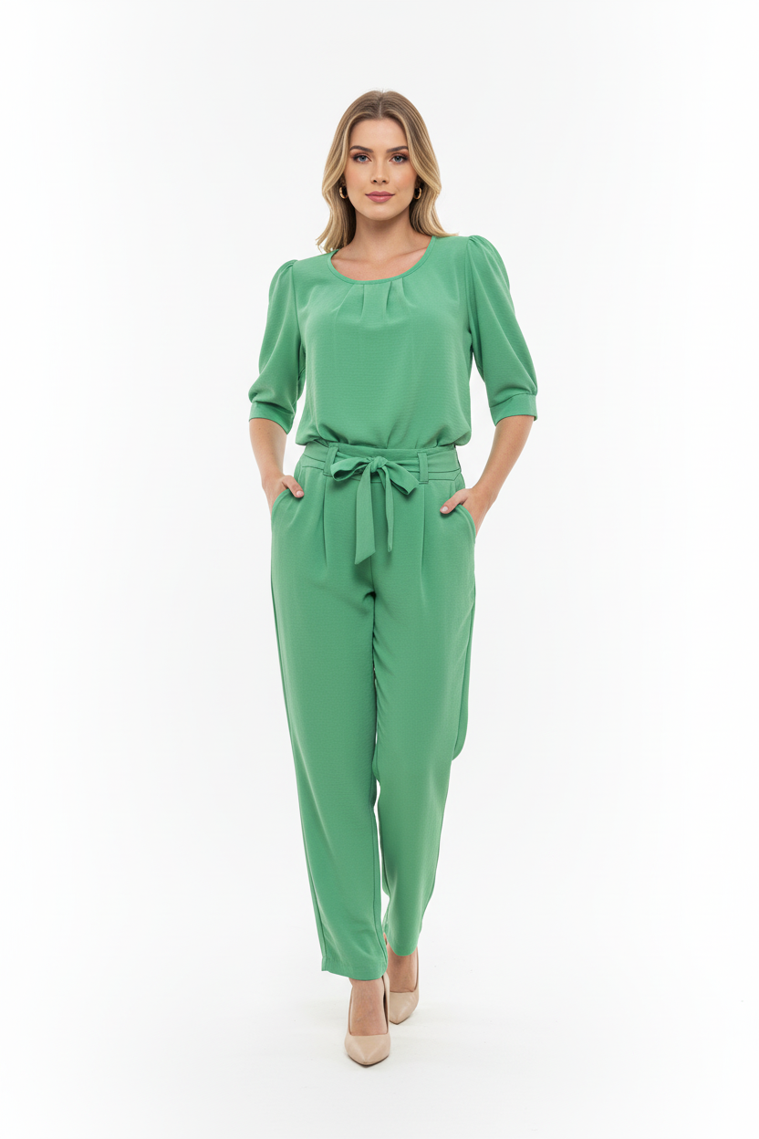 Conjunto Verde Esmeralda  - Blusa e Calça