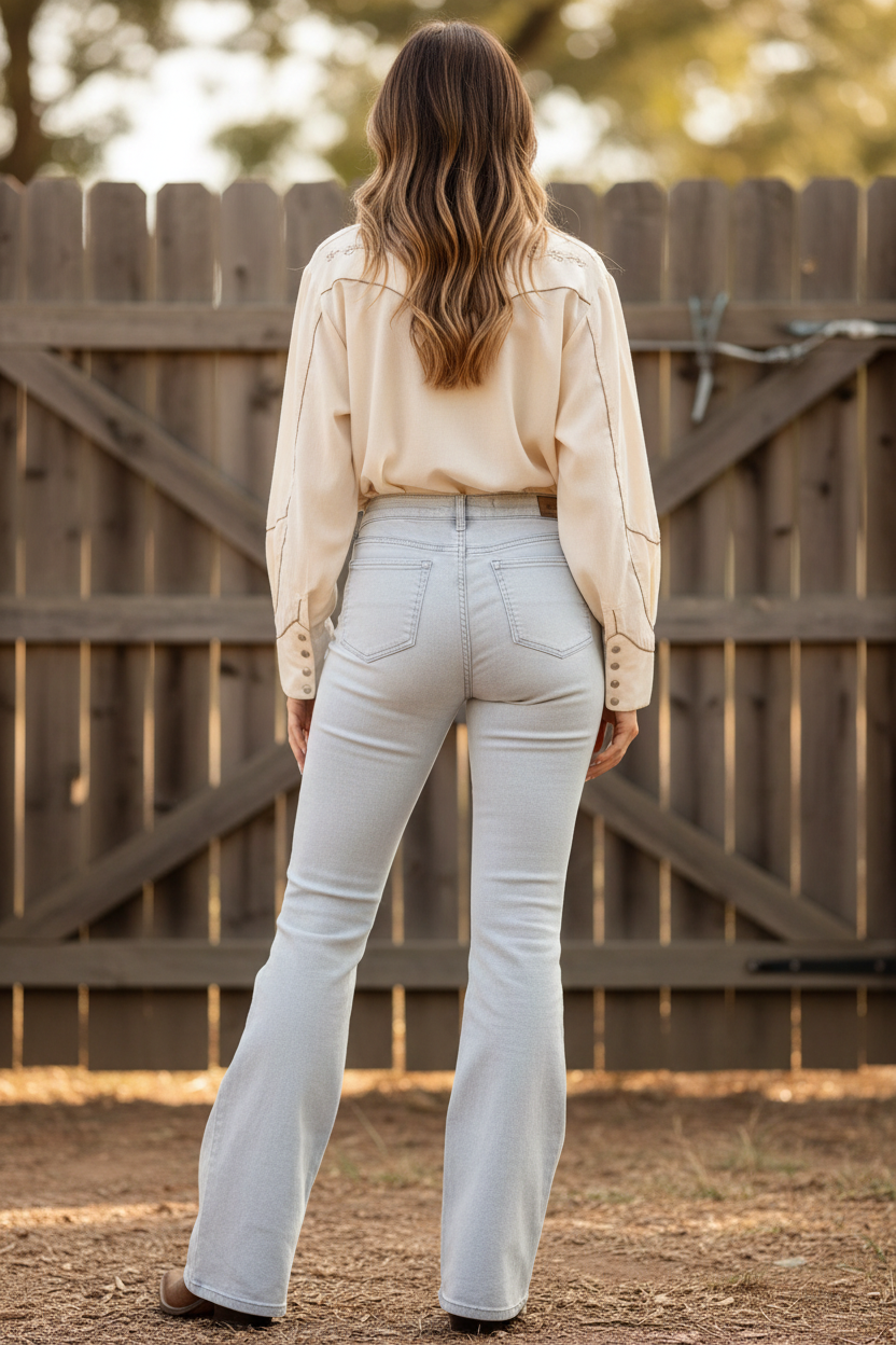 Calça Flare Tassa Gold Cinza