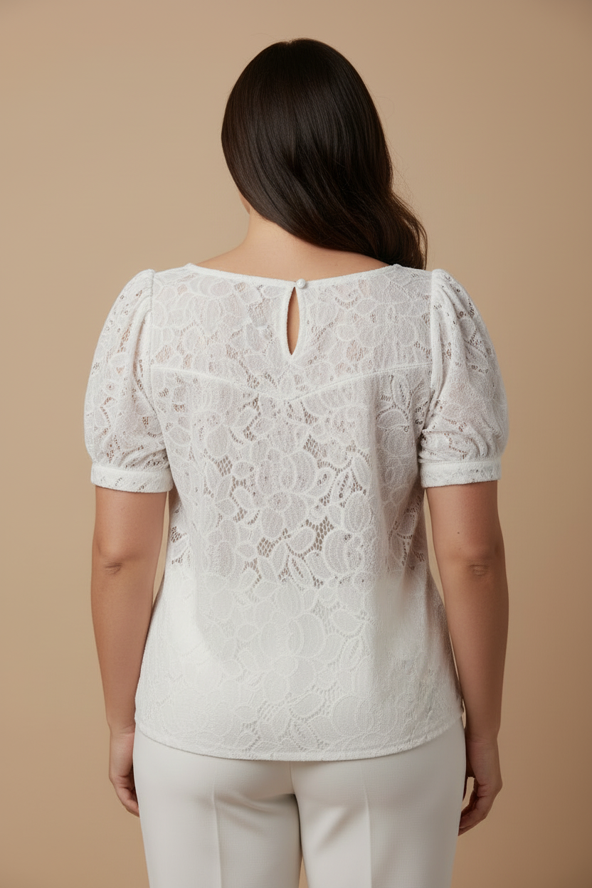 Blusa de Renda Branca - Monteau Los Angeles