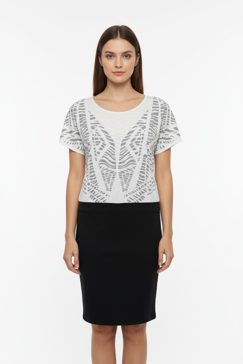 Vestido Bicolor Geométrico - DZARM