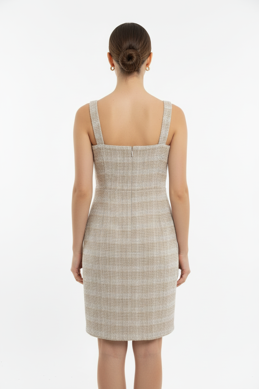 Vestido Bege Texturizado