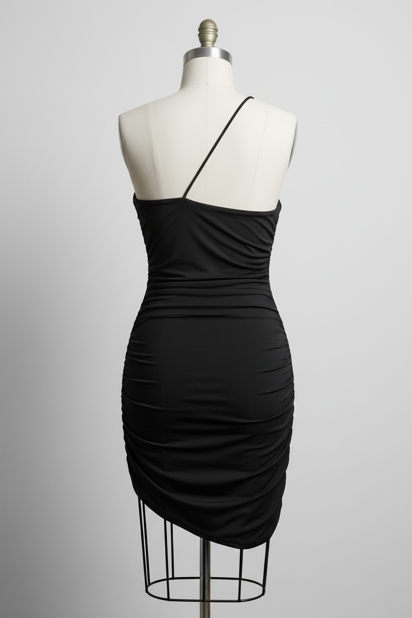 Vestido Mini Drapeado Assimétrico